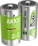 ANSMANN Akku C 2500 mAh NiMH 1,2 V (2 St&uuml;ck) - Baby C Batterien wiederaufladbar,