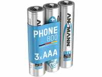ANSMANN Telefon Akku AAA 800 mAh NiMH 1,2 V (3 Stück) - DECT Phone Micro AAA