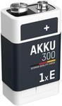 ANSMANN Akku 9V Block Typ 300mAh NiMH mit geringer Selbstentladung - Wiederaufladbare