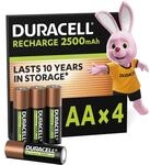 Duracell Akku AA, wiederaufladbare Batterien AA, 4 St&uuml;ck, Unsere Nr. 1 - l&auml;ngste