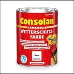 Consolan Wetterschutzfarbe, Deckender Holzschutz f&uuml;r Au&szlig;en, Wei&szlig;, 5L