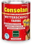 Consolan Wetterschutzfarbe, Deckender Holzschutz f&uuml;r Au&szlig;en, Moosgr&uuml;n, 750ml