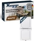 Kopp NAUTIC 2-fach Schutzkontakt-Steckdose mit Klappdeckel in Arktis-Wei&szlig; -...