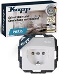 Kopp PARIS Schutzkontaktsteckdose mit Deckel - Arktis-Wei&szlig; - 1-fach Einbausteckdose