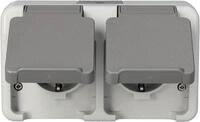 Schneider Electric Merten Schuko-Steckdose mit Klappdeckel, 2-fach, Aufputz,