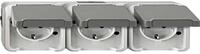 Schneider Electric Merten Schuko-Steckdose mit Klappdeckel, 3-Fach, waagerecht, IP44,