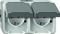 Schneider Electric Merten Schuko-Steckdose, 3-Fach, waagerecht, 2-polig+E,