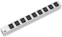 BACHMANN 333.539 Steckdosenleiste 19 Zoll, 1 HE, 9X IEC, Zuleitung 2 m, Grau
