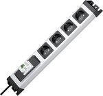 Kopp 228120012 Powerversal Steckdosenleiste 4-fach mit FI/LS Schalter, Grau, Schwarz