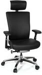 hjh OFFICE 657604 Profi B&uuml;rostuhl NOVA Echt Leder Schwarz Chefsessel