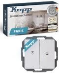 Kopp PARIS Jalousieschalter in Arktis-Wei&szlig; - Hochwertiger Rolladenschalter-Unterputz