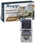 Kopp NAUTIC Wechselschalter-Steckdosen-Kombination in Grau - Sichere