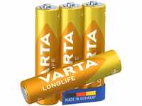 VARTA Batterien AAA, 4 Stück, Longlife, Alkaline, 1,5V, ideal für...
