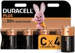 Duracell Plus C Baby Alkaline Batterien LR14, 4er Pack