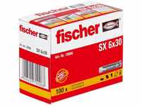 fischer Spreizdübel SX 6 x 30, Schachtel mit 100 Nylondübeln, Dübel für...
