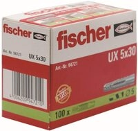 FISCHER Universald&uuml;bel UX 5 x 30, Schachtel mit 100 Nylond&uuml;beln, Allzweckd&uuml;bel