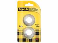 Scotch Doppelseitiges Klebeband - Nachfüllpackung, 2 Rollen, 12 mm x 6,3 m -...
