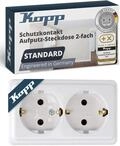 Kopp STANDARD 2-fach Schutzkontakt-Steckdose in Arktis-Wei&szlig; - Aufputz-Steckdose f&uuml;r