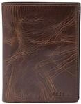 Fossil Geldb&ouml;rse f&uuml;r Herren Derrick, 100% Leder Bifold Dunkelbraun 10 cm L x 2.5 cm