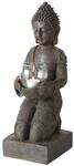 Boltze Buddha Figur mit Windlicht (Buddha Statue aus Kunststoff, H&ouml;he 44 cm,
