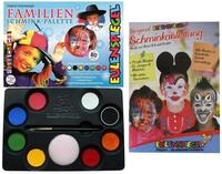 Eulenspiegel 208014 - Familien Schmink-Palette, 8 Profi-Aqua Farben, 1 Schwamm, 1