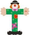 Sevi 81756 Holzbuchstabe T Clown ca. 10 cm, T&uuml;rbuchstaben f&uuml;r Kinderzimmer, ABC