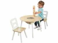 KidKraft Runder Kindertisch mit Stauraum und 2 Stühlen aus Holz -...