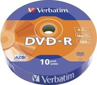 Verbatim 43729" DVD-R 4,7GB 16x 10er Wrap Spindel Silber