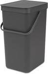 Brabantia Sort & Go Abfalleimer mit Deckel 16 L (grau), platzsparender Pfandsammler
