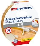 tesa Powerbond Montageband Schmal, 2 St&uuml;ck - extra schmales Montageklebeband aus