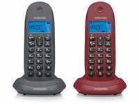 Motorola C1002lb+ Gris Granate Teléfono Fijo Inalámbrico Pack Duo Con Manos...