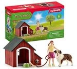 SCHLEICH Farm World | Hundeh&uuml;tte 42376 | Set inkl. H&uuml;tte, M&auml;dchen Figur & Zubeh&ouml;r