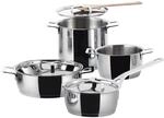 Alessi Pots&Pans AJM100S7 - Design Topfset aus Edelstahl mit Magnetboden, 7-teilig,