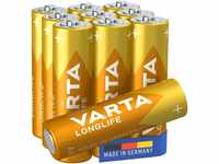 VARTA Batterien AA, 10 Stück, Longlife, Alkaline, 1,5V, ideal für Fernbedienungen,