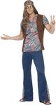 Smiffys Orion Hippie Kost&uuml;m, Mehrfarbig, mit Oberteil, Hose, Kopftuch & Anh&auml;nger