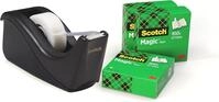 Scotch Klebeband-Abroller C60, Schwarz + Scotch Magic Unsichtbares Klebeband, 19 mm x