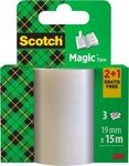 Scotch Magic Tape, Aktionspack, 2 Rollen + 1 GRATIS, 19 mm x 15 m