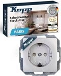Kopp PARIS Schutzkontaktsteckdose in Silber - Hochwertige 1-fach Unterputz-Steckdose