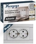Kopp ATHENIS 2-fach Schutzkontaktsteckdose in Stahlfarben - Unterputz-Steckdose f&uuml;r