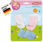 Heless 773 - S&ouml;ckchen f&uuml;r Puppen, in den Farben wei&szlig;, rosa und hellblau, 3 Paar,