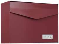 MEFA Briefkasten Letter 113 (mit Namensschild, Farbe rot, Postkasten mit