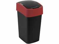 Curver Mehrzweck-Abfallbehälter Flip 25L in schwarz/rot, Plastik, 34 x 26 x 47...