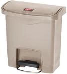 Rubbermaid Slim Jim 1883455 15 Litre Front Step Step-On Resin Wastebasket - Beige