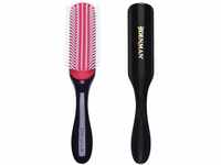 Denman Curly Hair Brush D3 (Schwarz & Rot), 7-reihige Stylingbürste zum Entwirren,