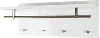HAKU Wandgarderobe edelstahloptik, wei&szlig;, MDF - Ma&szlig;e: B 75 x H 30 x T 26 cm, Style: