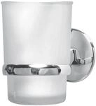 FACKELMANN Glas mit Halter Vision, Glas-Zahnputzbecher mit verchromtem Halter...