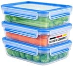EMSA Clip & Close Food Conservation, 3-tlg. Set, Frischhaltedosen, Auslaufsicher,