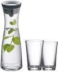 WMF Basic Wasserkaraffe Set 3-teilig, Karaffe 1l mit 2 Wassergl&auml;ser 250ml,