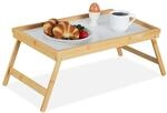 Relaxdays Betttablett Bambus, faltbar, Serviertablett f&uuml;r Fr&uuml;hst&uuml;ck im Bett mit