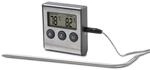 Xavax 2in1 Digitales Bratenthermometer mit K&uuml;chenuhr, abnehmbarer Temperaturf&uuml;hler,